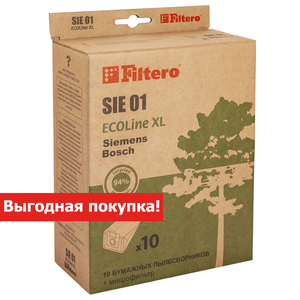 Мешки-пылесборники Filtero SIE 01 ECOLine XL, 10 шт + микрофильтр, бумажные