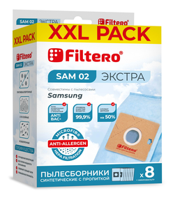 Мешки-пылесборники Filtero SAM 02 XXL Pack ЭКСТРА, 8 шт + микрофильтр, синтетические