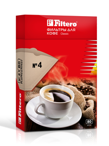 Фильтры для кофеварок Filtero Classic №4 / Неотбеленные / 80 штук