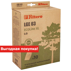 Мешки-пылесборники Filtero LGE 03 ECOLine XL, 10 шт + микрофильтр, бумажные