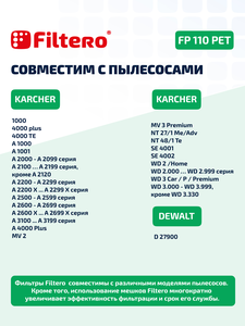Filtero FP 110 PET Pro, фильтр складчатый из полиэстера для пылесосов KARCHER