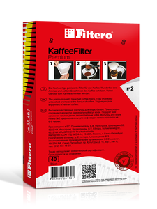 Комплект фильтров для кофеварок Filtero Premium №2 / Белые / 40 штук