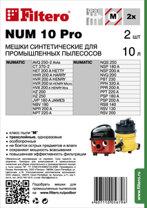 Filtero NUM 10 Pro, 2 шт, мешки синтетические, сменные