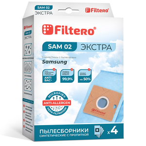 Мешки-пылесборники Filtero SAM 02 ЭКСТРА, 4 шт, синтетические