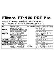 Filtero FP 120 PET Pro, фильтр складчатый из полиэстера для пылесосов BOSCH, MAKITA, METABO