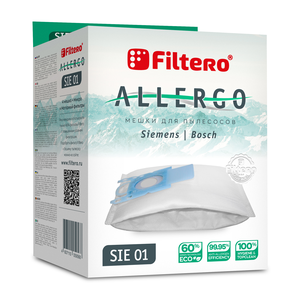 Мешки для пылесосов Filtero Allergo SIE 01, 4 штуки, моторный и микрофильтр, синтетические