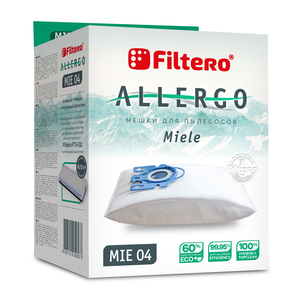Мешки для пылесосов Filtero Allergo MIE 04, 4 штуки, моторный и микрофильтр, синтетические